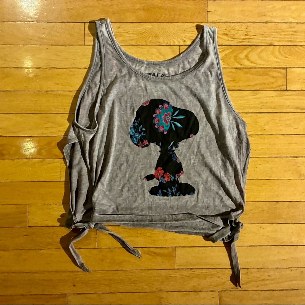 Brand New Women’s Cropped Tank Top with Floral Snoopy Design